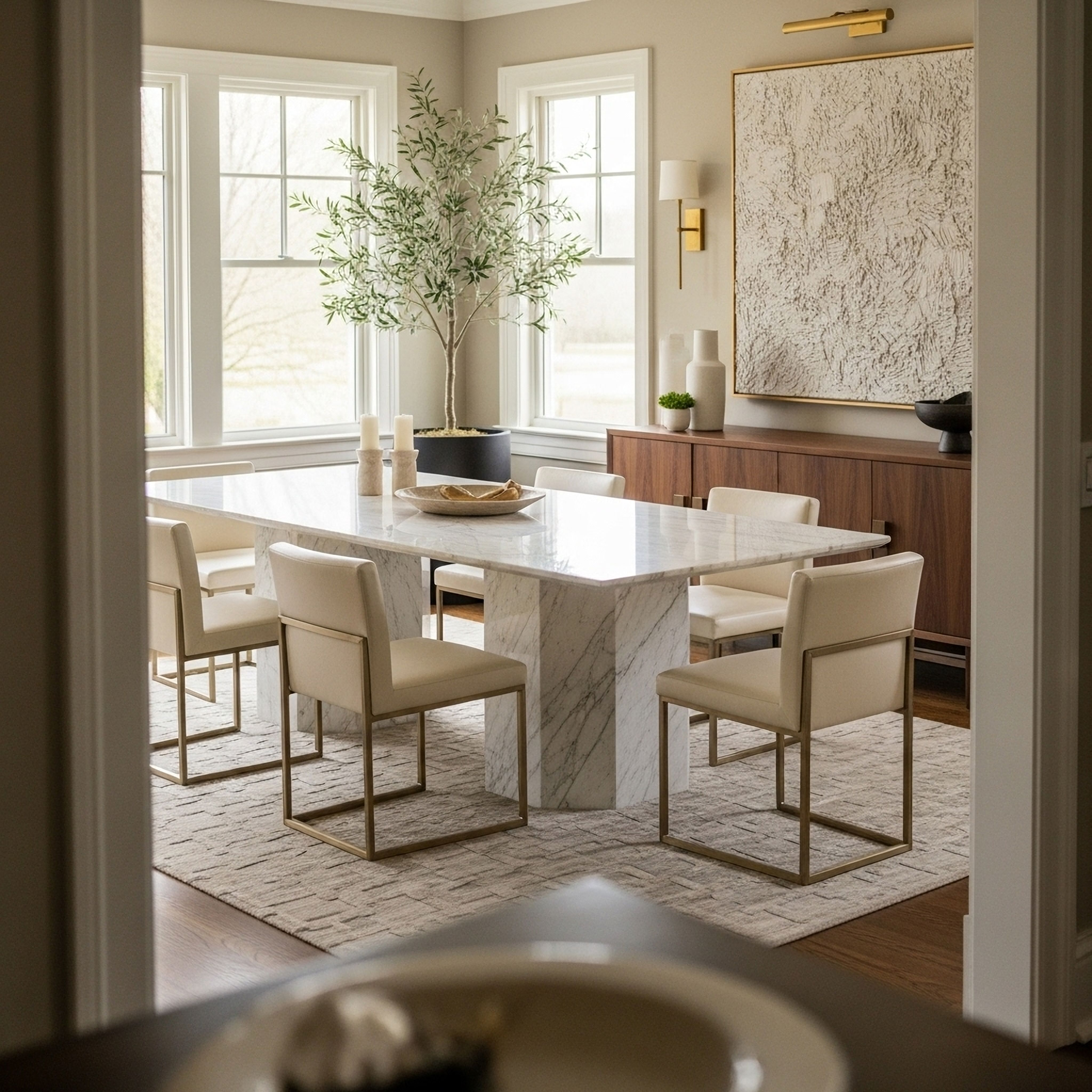 Carrara marble dining table