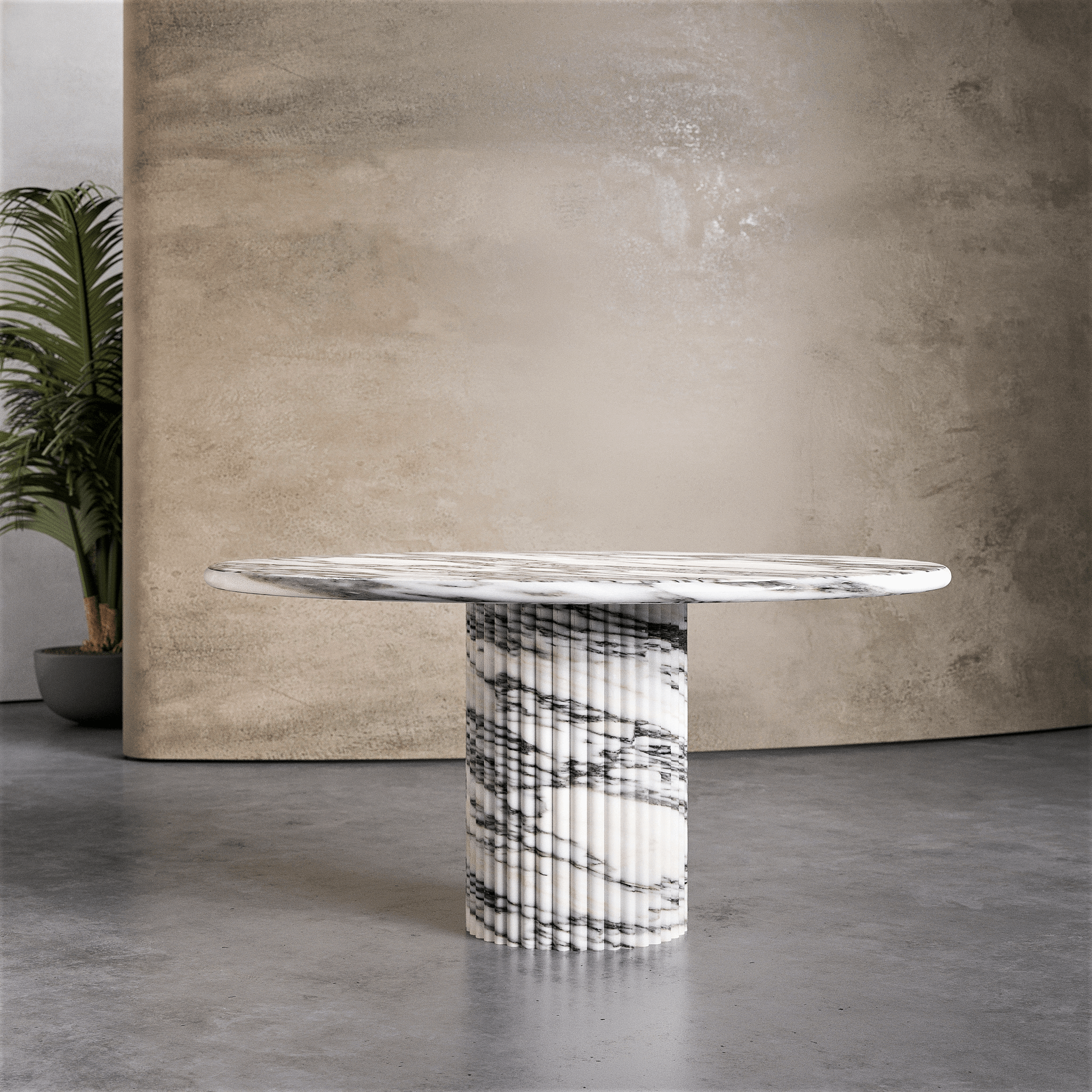 Cyna Round Flutted Dining Table - Aprilsform