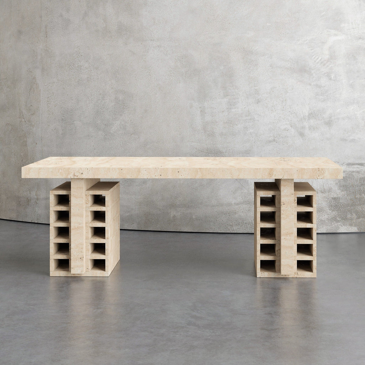 A travertine office desk