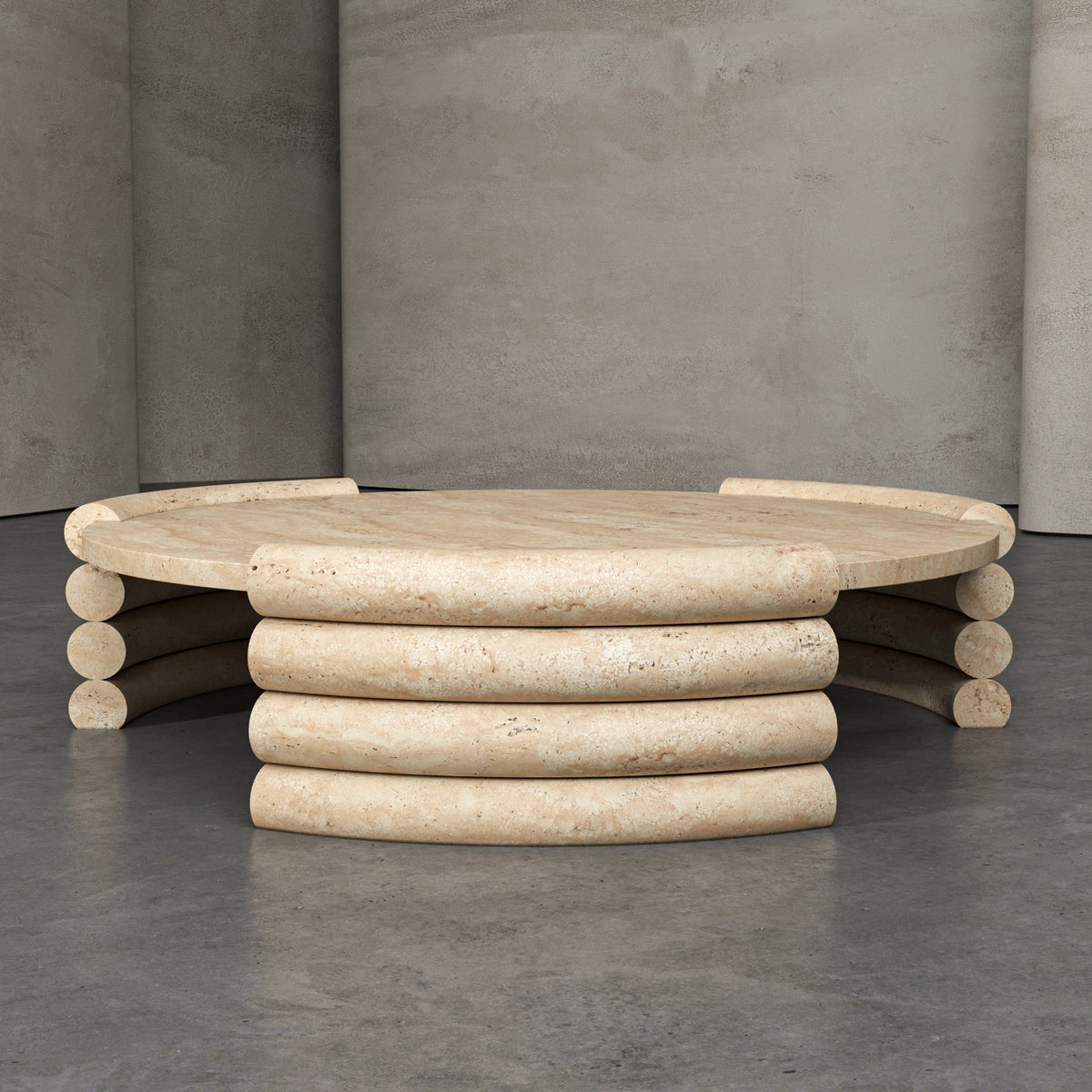 A sculptural marble coffee table