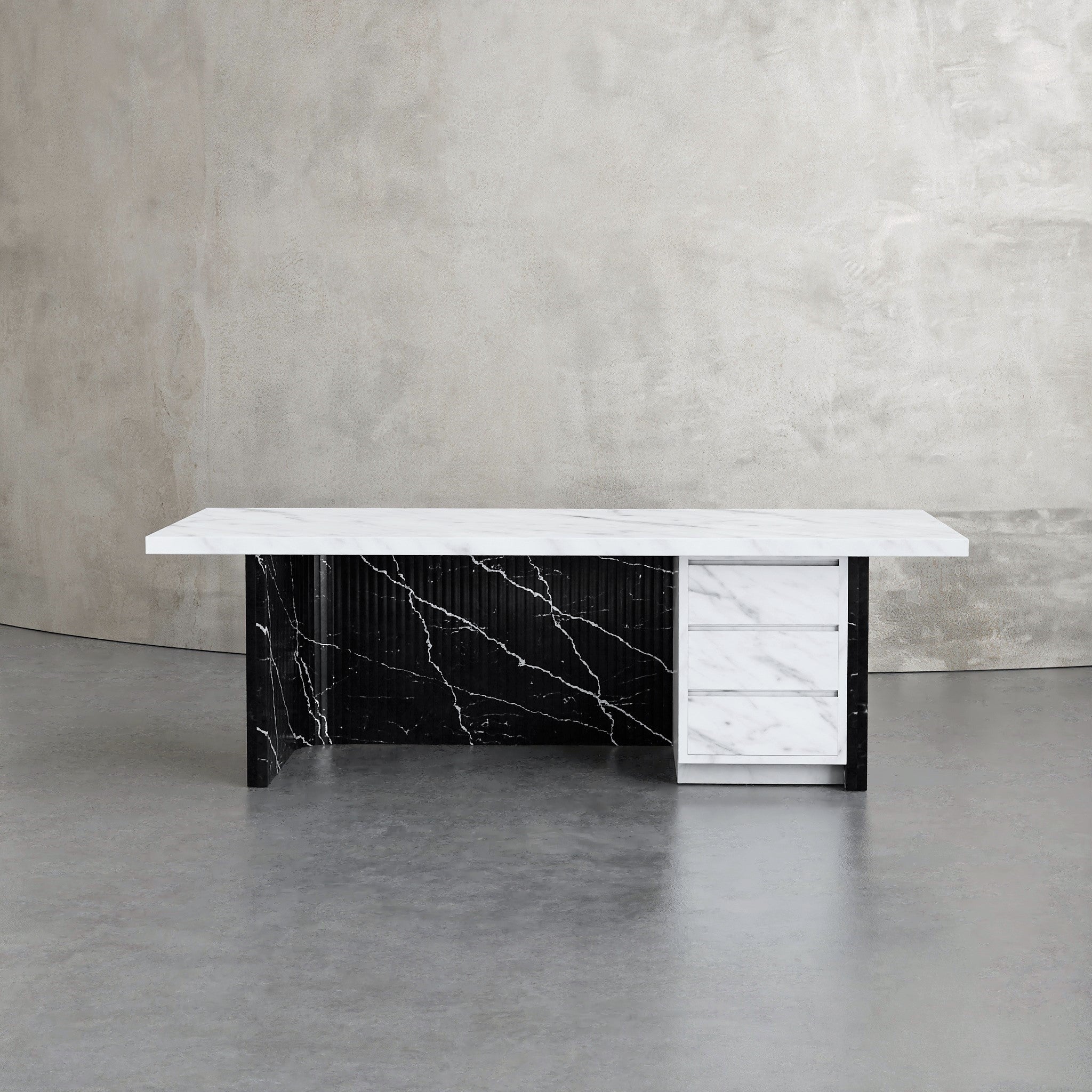 Fula Marble Desk With Drawer