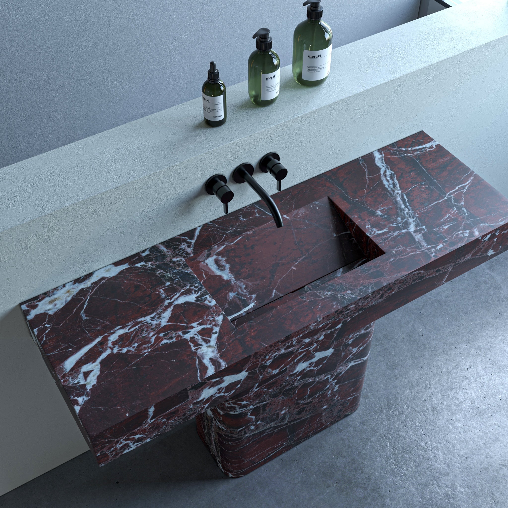 Ikis Marble Pedestal Bathroom Sink