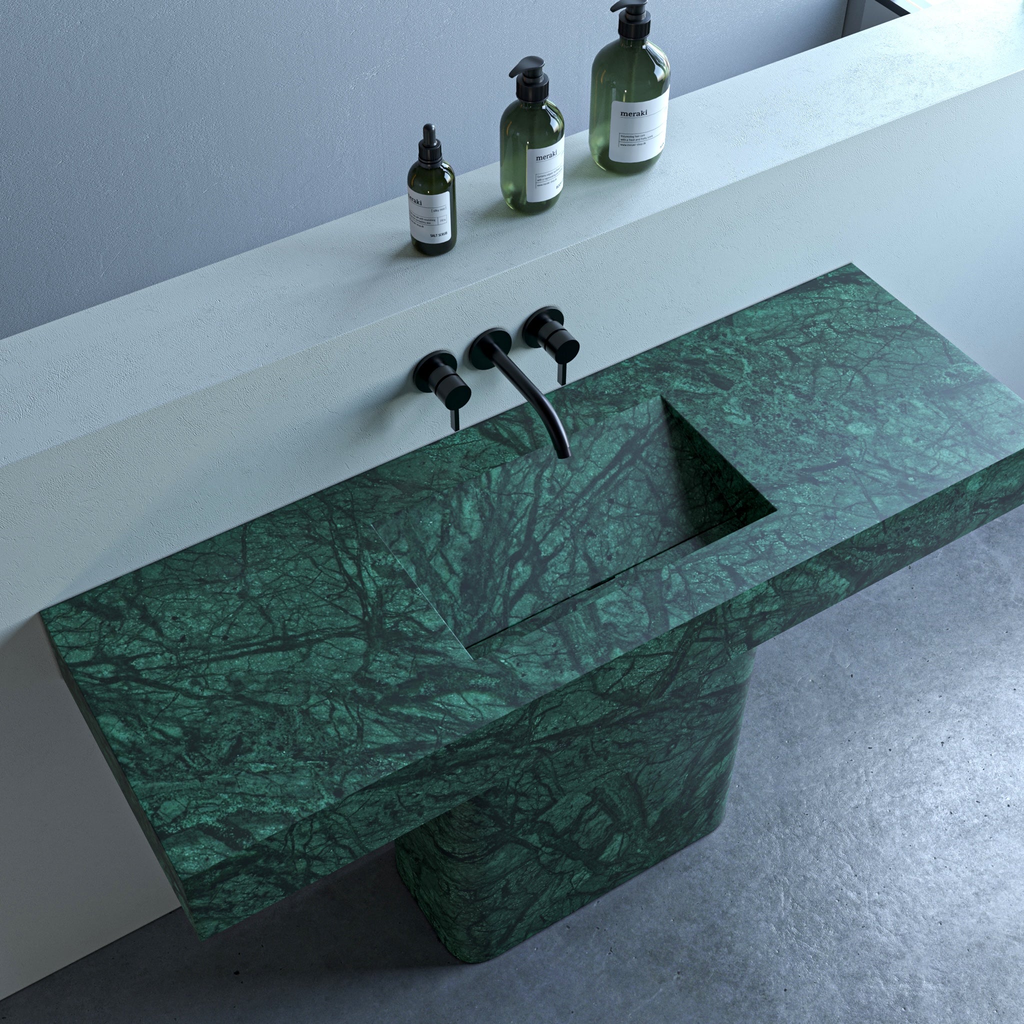 Ikis Marble Pedestal Bathroom Sink