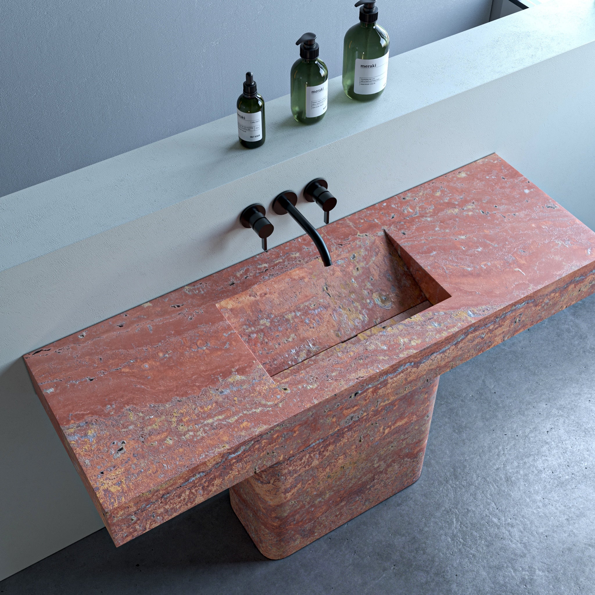 Ikis Marble Pedestal Bathroom Sink