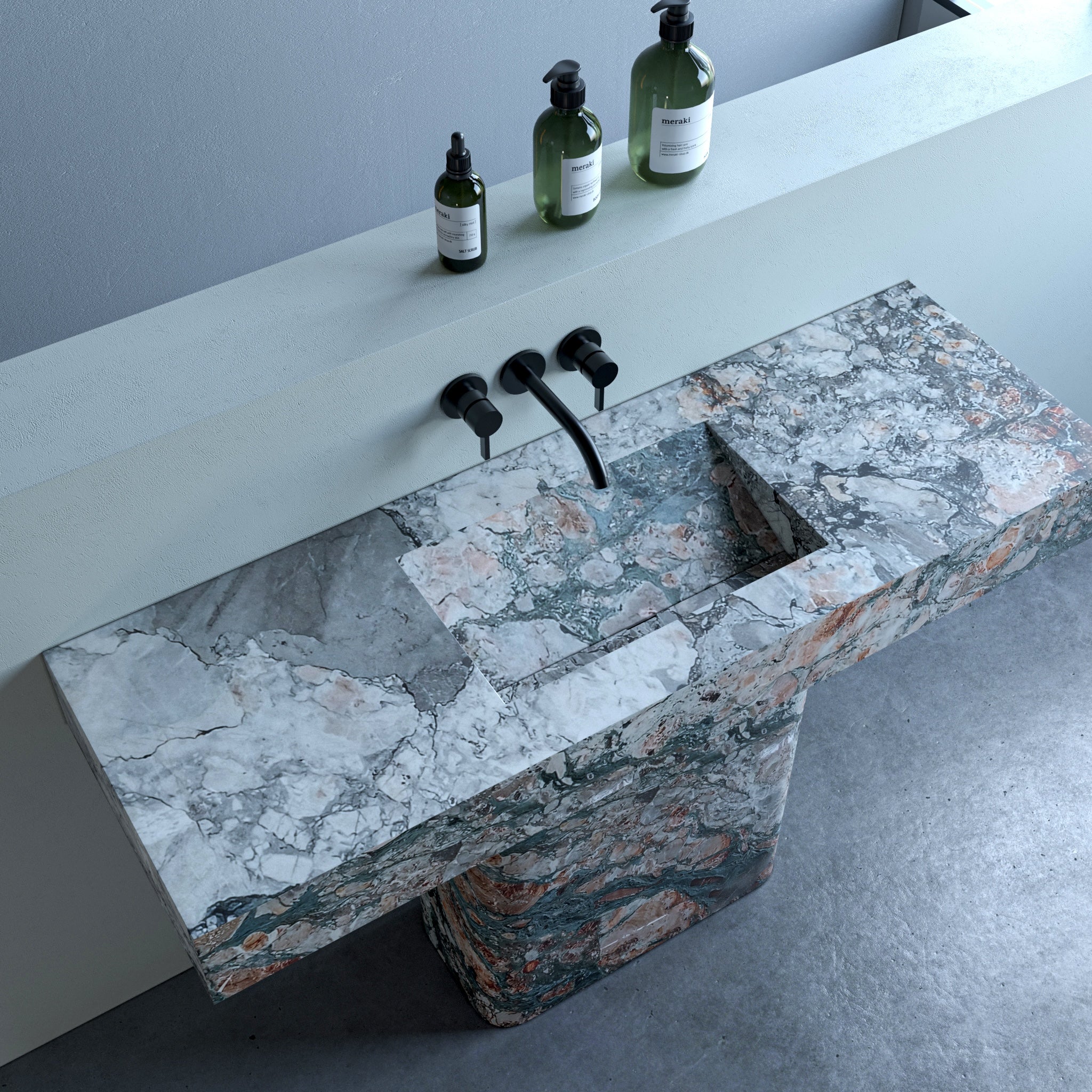 Ikis Marble Pedestal Bathroom Sink