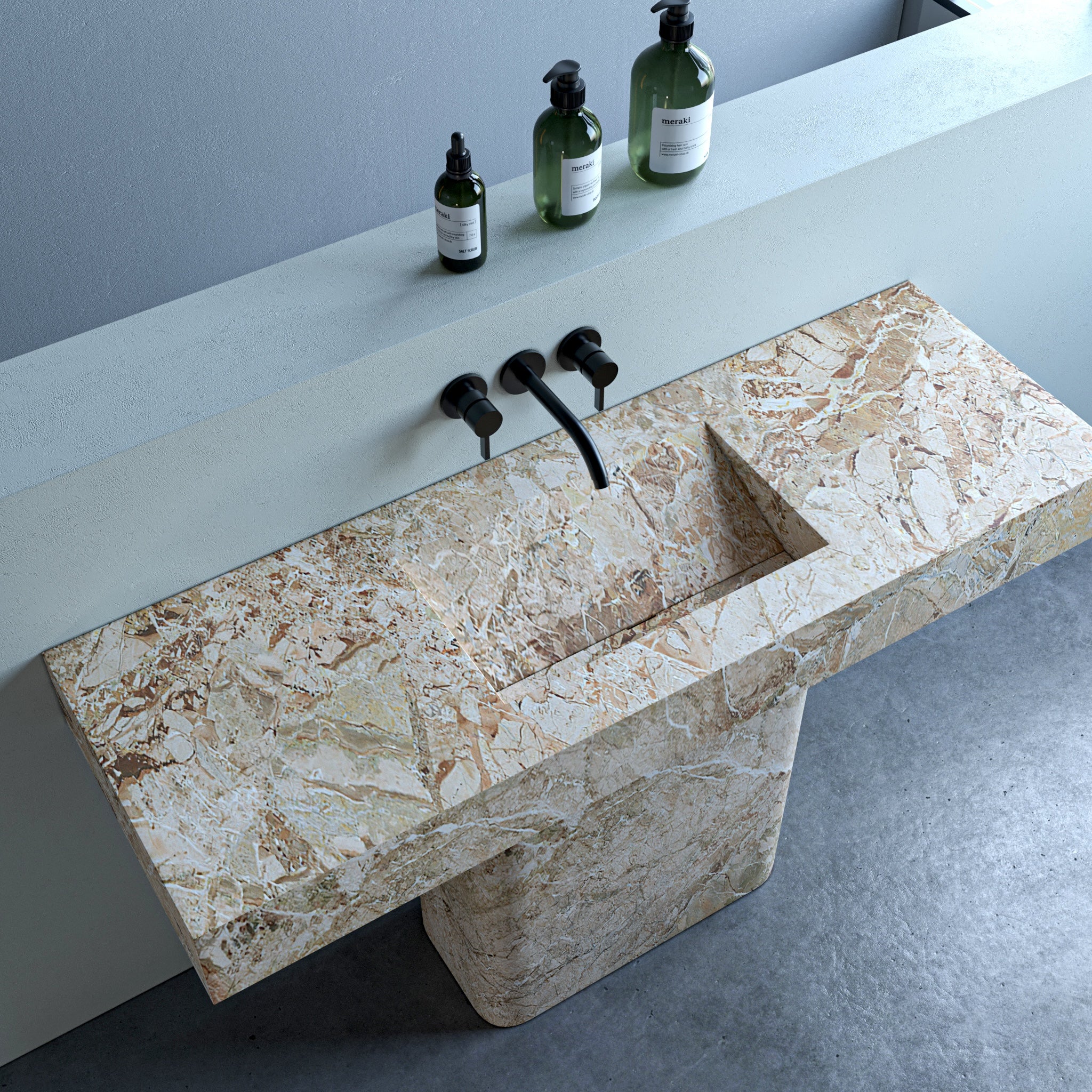 Ikis Marble Pedestal Bathroom Sink