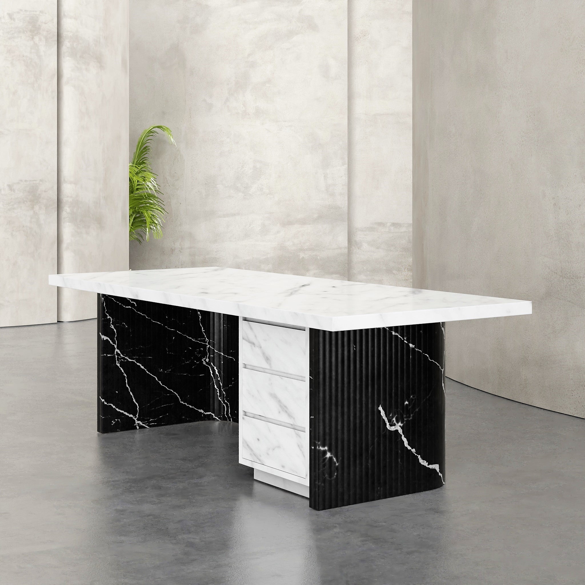 Marble and black deals desk