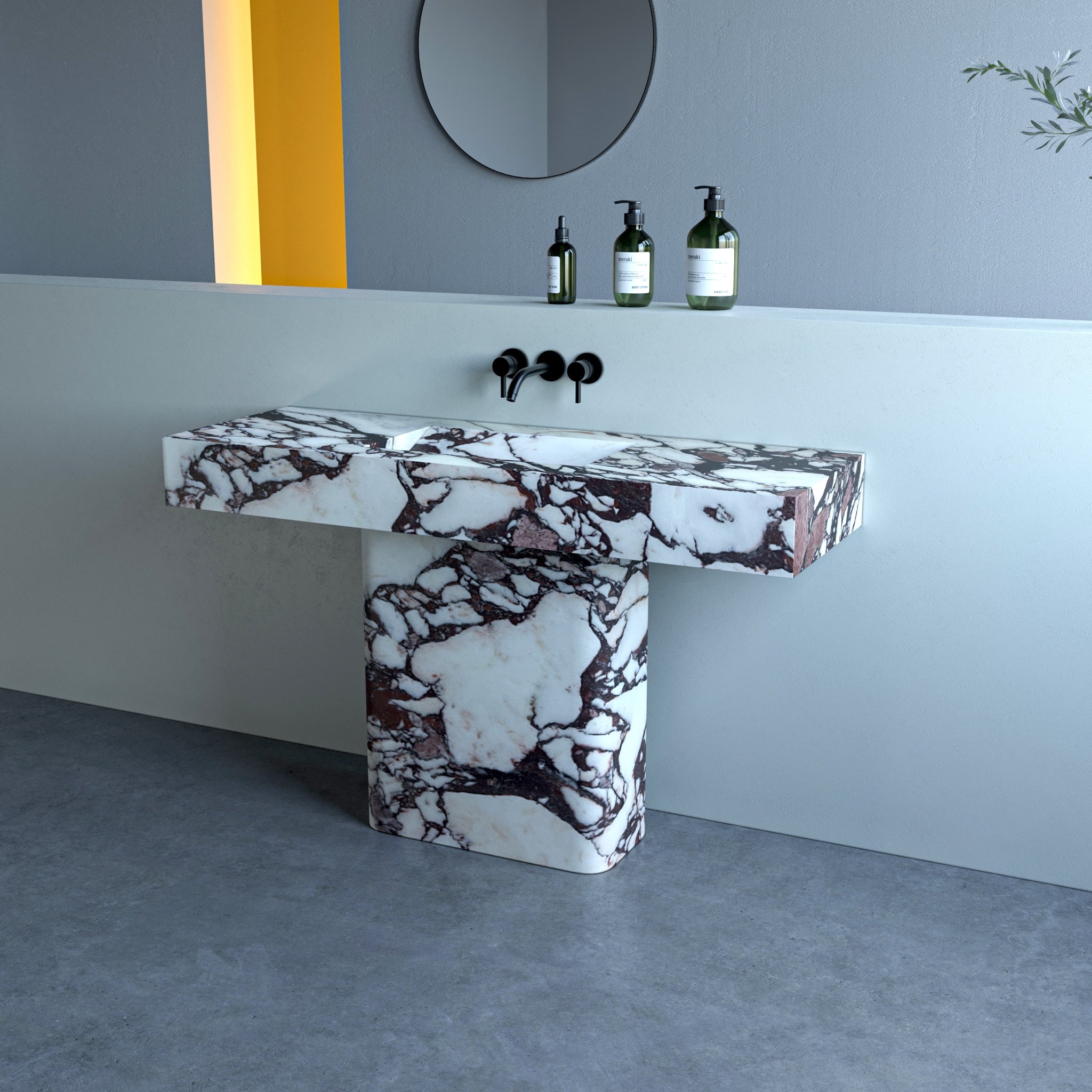 Ikis Marble Pedestal Bathroom Sink