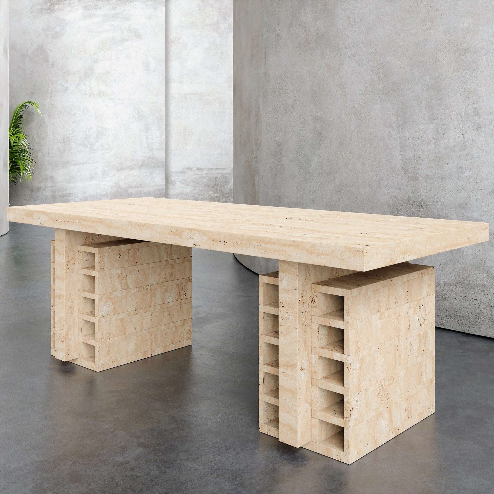 Klon Travertine Marble Office Desk is a modern work of art, design