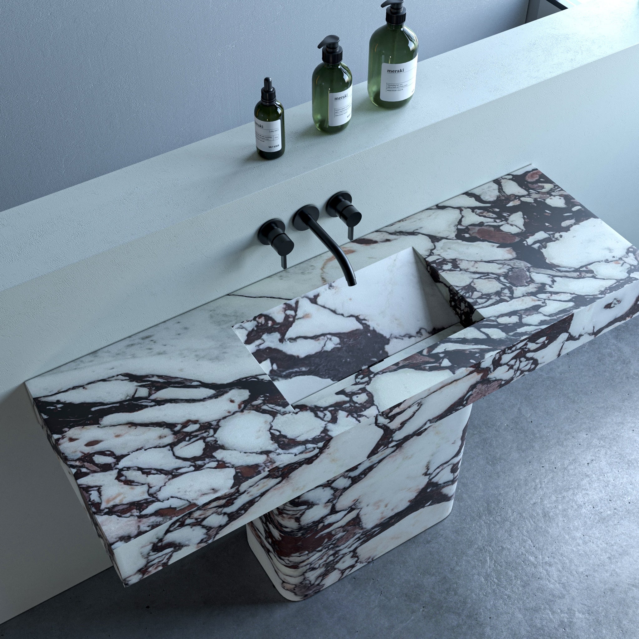 Ikis Marble Pedestal Bathroom Sink