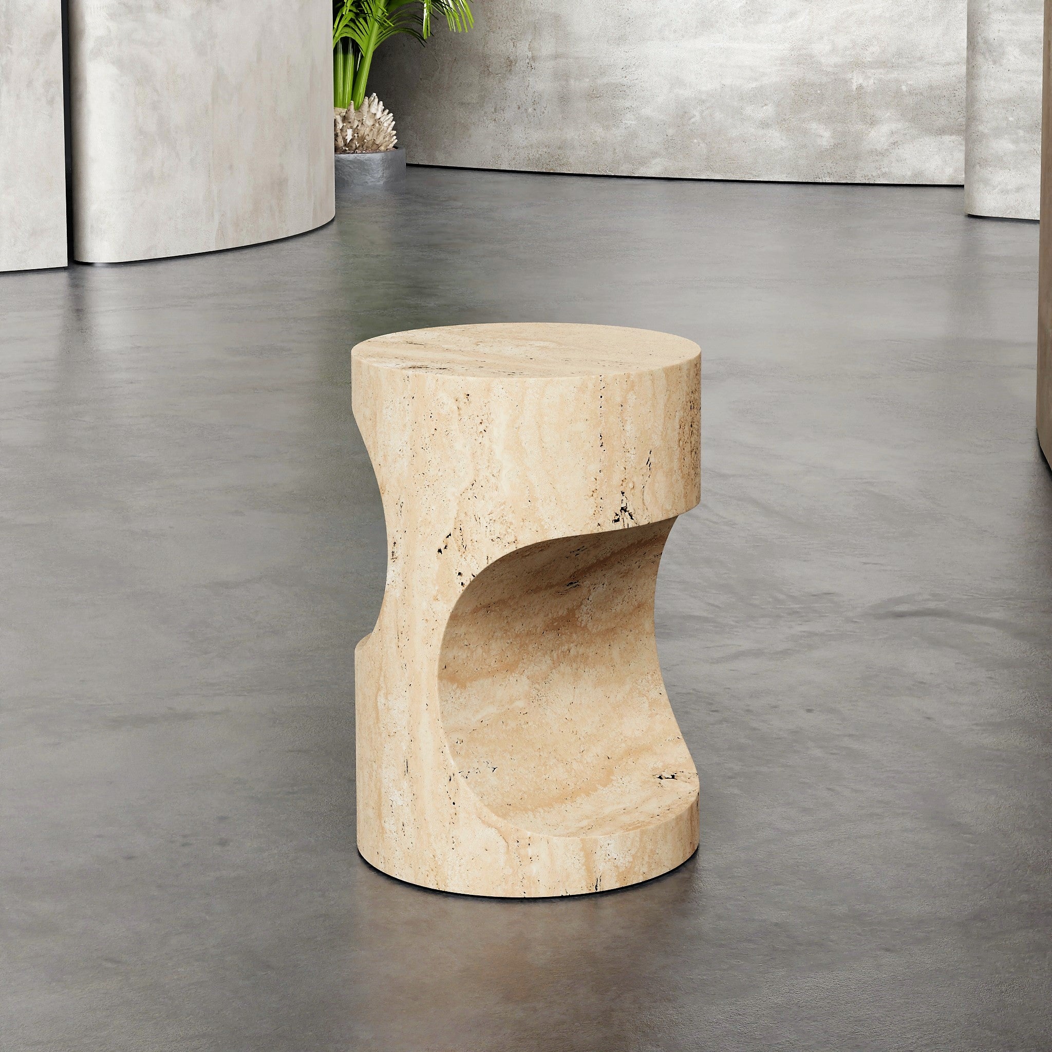 Lati Customize Side Table is a travertine table