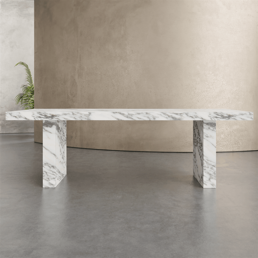 Linge Bespoke Marble Dining Table Clean lines, crisp edges and chunky
